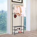 Appendiabiti Panchina per Ingresso con Scarpiera in Acciaio Nero 67x30x185 cm 