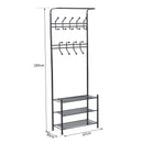 Appendiabiti Panchina per Ingresso con Scarpiera in Acciaio Nero 67x30x185 cm 