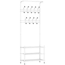 Appendiabiti Panchina per Ingresso con Scarpiera in Acciaio Bianco 67x30x185 cm 