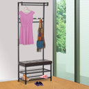 Panchina Ingresso con Appendiabiti in Metallo Imbottita Marrone 72.5x35x180 cm 