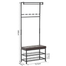 Panchina Ingresso con Appendiabiti in Metallo Imbottita Marrone 72.5x35x180 cm 