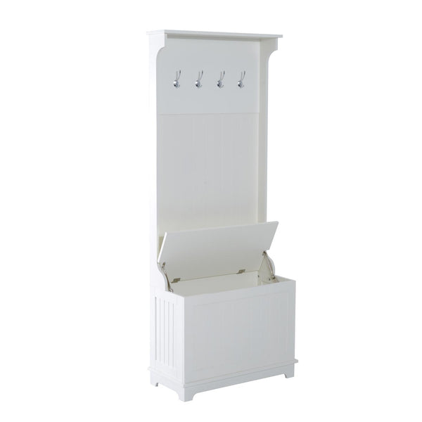 online Meuble d'entrée avec banquette de rangement et portemanteau en bois blanc