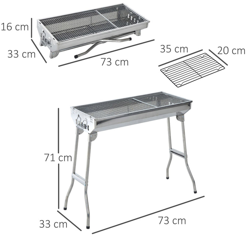 Barbecue a Carbone Carbonella Portatile e Pieghevole in Acciaio Inox 