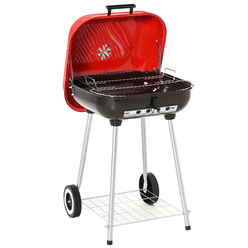Barbecue a Carbone Carbonella con Coperchio e Ruote 