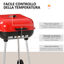 Barbecue a Carbone Carbonella con Coperchio e Ruote 