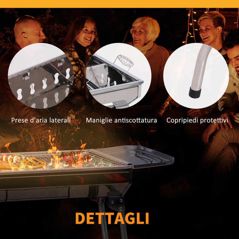 Barbecue a Carbone Carbonella Pieghevole Portatile in Acciaio 