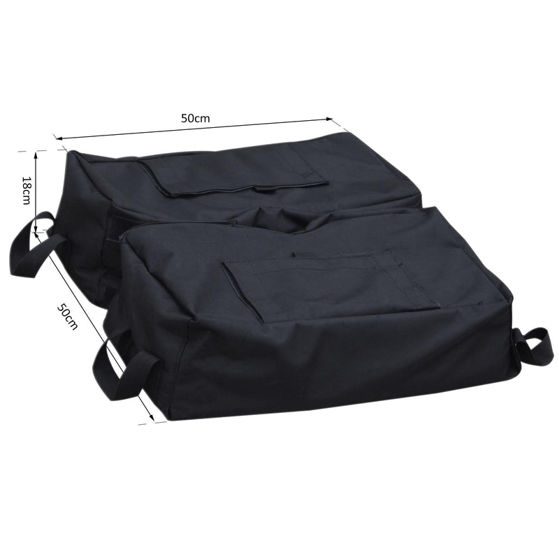 Set 2 Pezzi Base per Ombrellone da Giardino Ø36 Riempibile 25 Kg Tessuto Oxford Nero 50x50x18 cm 