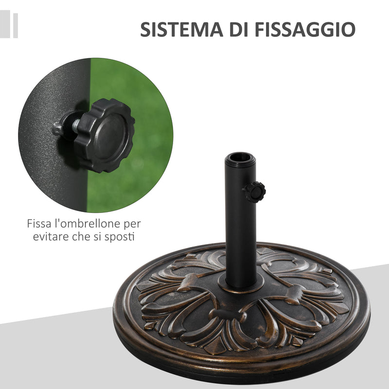 Base per Ombrellone da Giardino 13kg Regolabile in Cemento e Bronzo Ø48 cm 