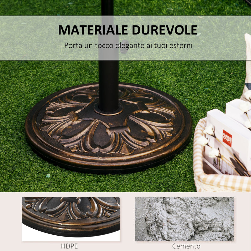 Base per Ombrellone da Giardino 13kg Regolabile in Cemento e Bronzo Ø48 cm 