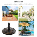 Base per Ombrellone da Giardino 13kg Regolabile in Cemento e Bronzo Ø48 cm 