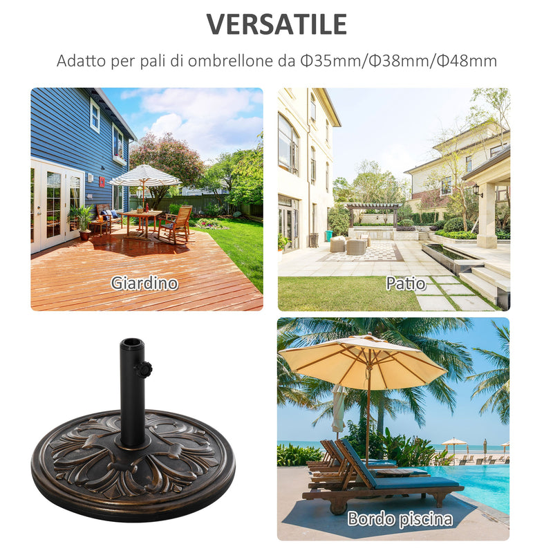 Base per Ombrellone da Giardino 13kg Regolabile in Cemento e Bronzo Ø48 cm 