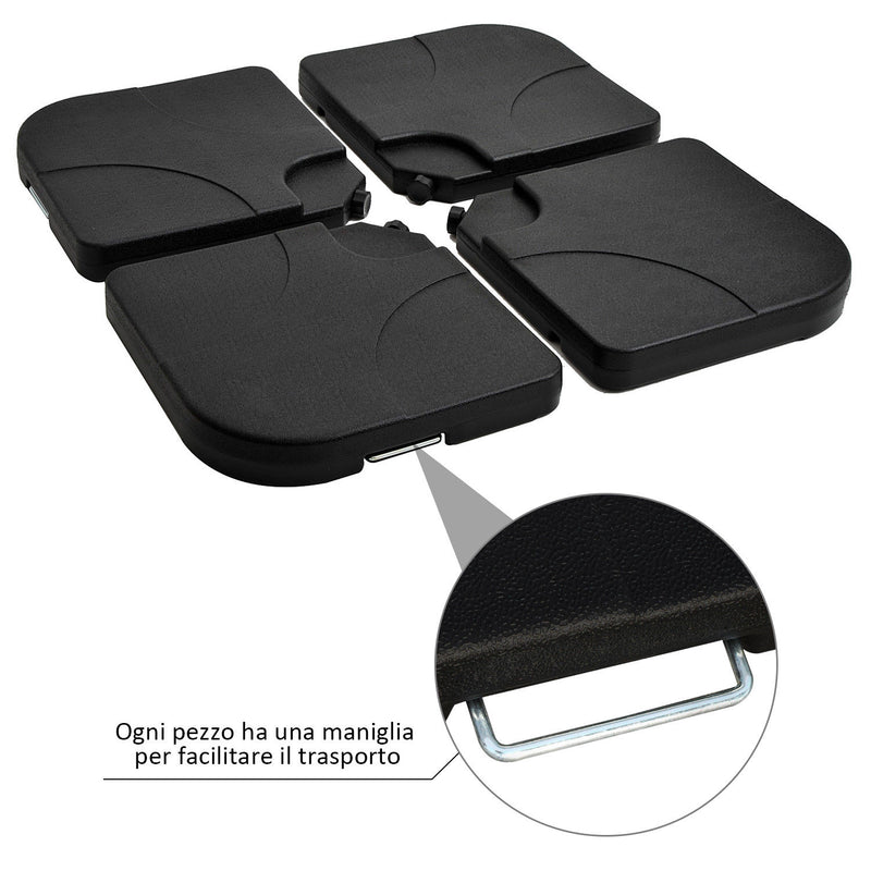 Base per Ombrellone da Giardino 60 Kg a Croce in Plastica 50x50x7.5 cm 
