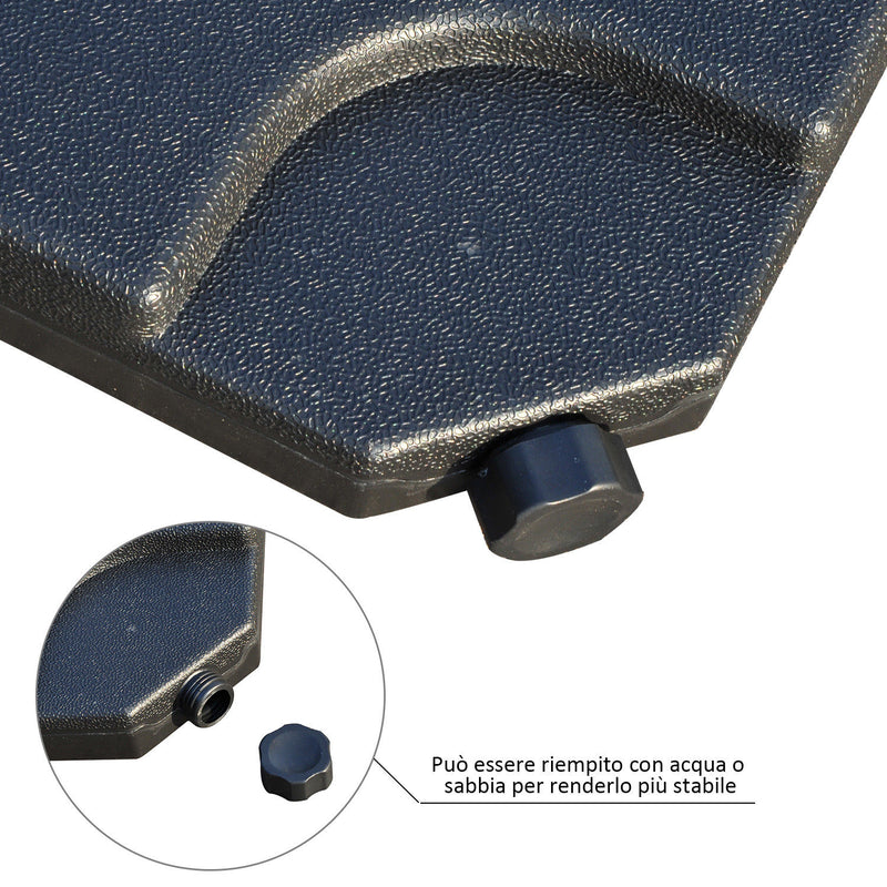 Base per Ombrellone da Giardino 60 Kg a Croce in Plastica 50x50x7.5 cm 