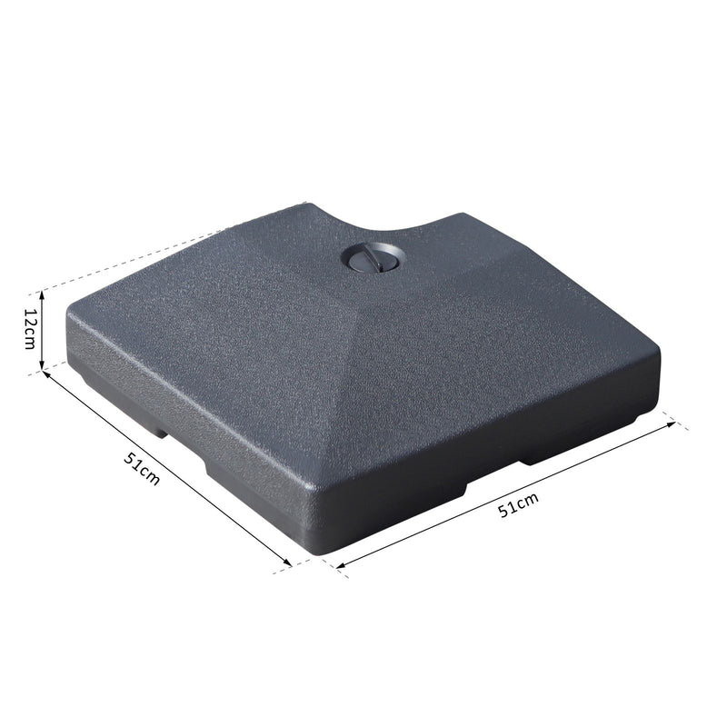 Base per Ombrellone da Giardino Ø46 Riempibile a Croce 80-120 Kg Nero 51x51x12 cm 