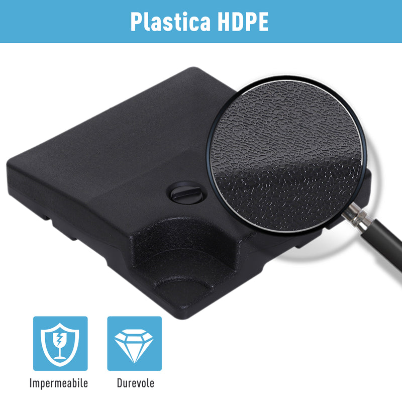 Base per Ombrellone da Giardino Ø46 Riempibile a Croce 80-120 Kg Nero 51x51x12 cm 