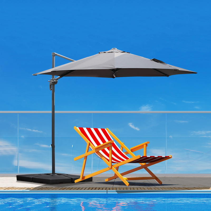 Base per Ombrellone da Giardino Ø46 Riempibile a Croce 80-120 Kg Nero 51x51x12 cm 