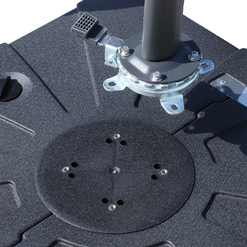 Base per Ombrellone da Giardino Ø46 Riempibile 125 kg 4 Rotelle Nero 84x84x19 cm 