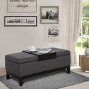 Cassapanca Imbottita con Vano Portaoggetti e Vassoio Grigio 107x50x44 cm 