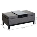 Cassapanca Imbottita con Vano Portaoggetti e Vassoio Grigio 107x50x44 cm 