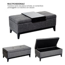 Cassapanca Imbottita con Vano Portaoggetti e Vassoio Grigio 107x50x44 cm 