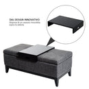 Cassapanca Imbottita con Vano Portaoggetti e Vassoio Grigio 107x50x44 cm 