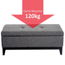 Cassapanca Imbottita con Vano Portaoggetti e Vassoio Grigio 107x50x44 cm 