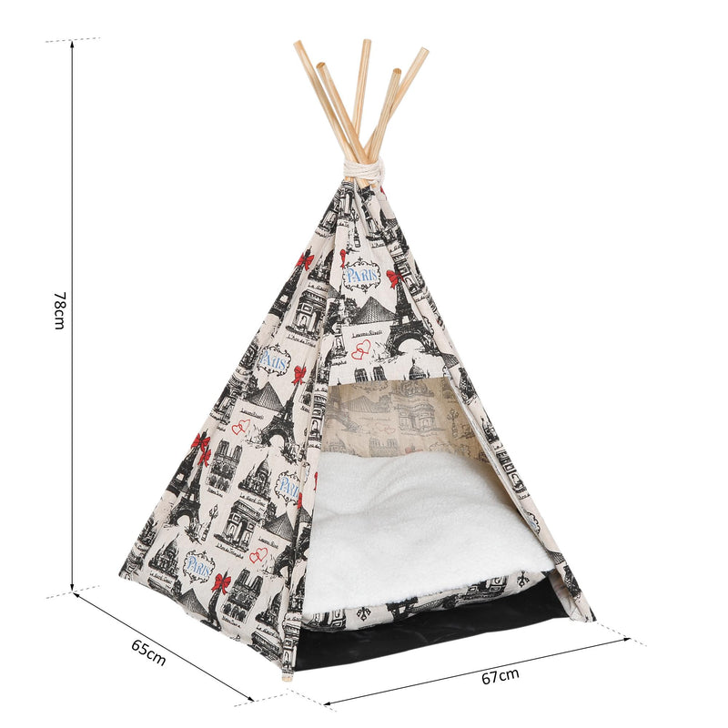 Tenda Cuccia per Animali Domestici con Cuscino Beige 67x65x78 cm 