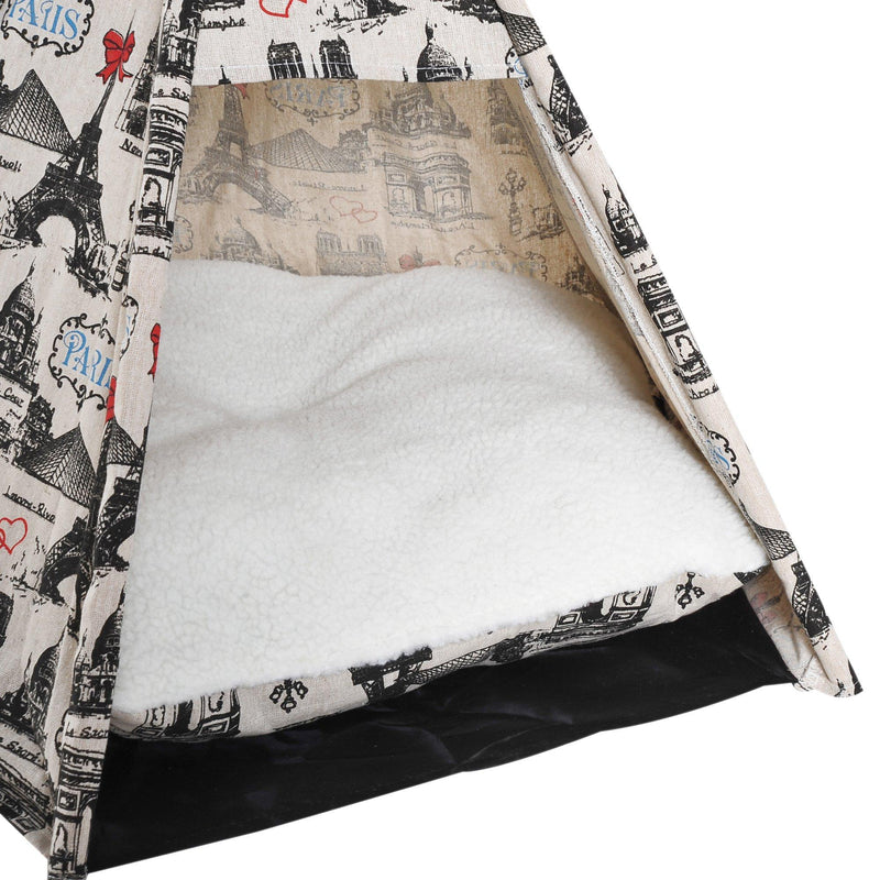 Tenda Cuccia per Animali Domestici con Cuscino Beige 67x65x78 cm 