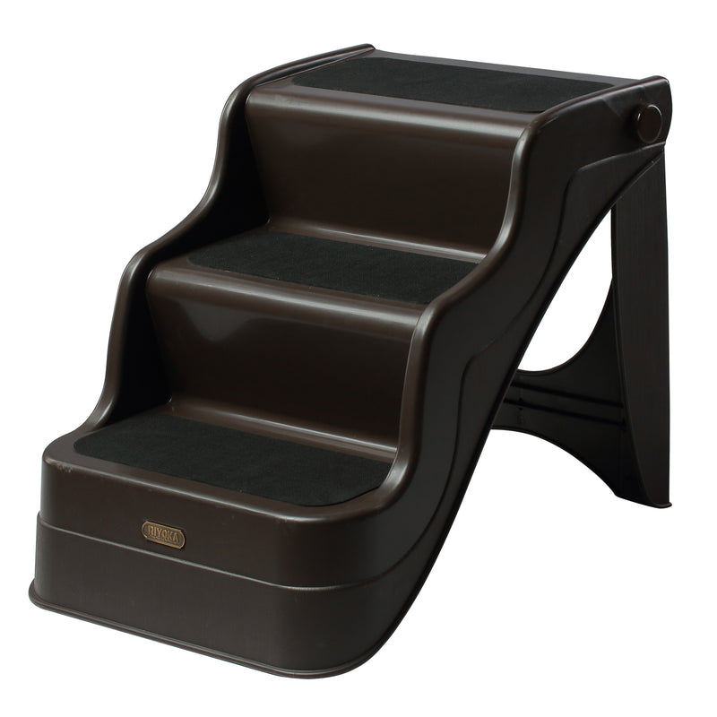 Scaletta Pieghevole 3 Gradini per Animali Domestici Marrone 49x39x39 cm 