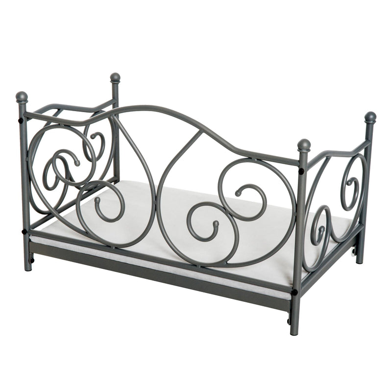 Lettino Cuccia per Cani e Gatti Struttura in Metallo con Cuscino Grigio 65x42x42 cm 