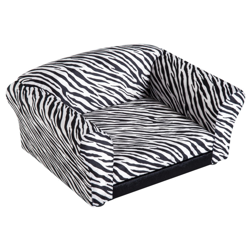 Cuccia Divano per Cani e Gatti con Cuscino Stampa Zebra 66x44x30 cm 