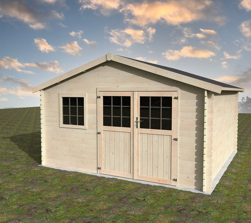 Casetta Box da Giardino per Attrezzi 4,27x4,15m Senza Pavimento in Legno Abete 28mm Floran N1