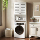Mobile Sopra WC 67x31.5x190 cm con Armadietto a 2 Ante e Ripiano Aperto in Legno Bianco      
