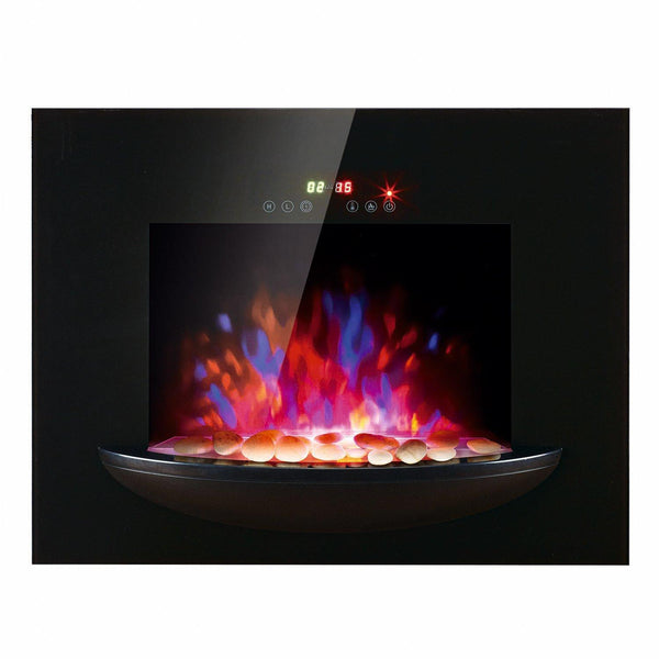 prezzo Cheminée Électrique Encastrable 66x52 cm 1800W avec Minuterie Effet Flamme Noir