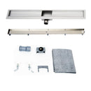 Canalina di Scarico Doccia a Pavimento in Acciaio Inox Piastrellabile 84x11x7 cm 