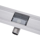 Canalina di Scarico Doccia a Pavimento in Acciaio Inox Piastrellabile 84x11x7 cm 