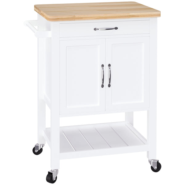 acquista Chariot de cuisine peu encombrant en bois blanc 65x48x90 cm