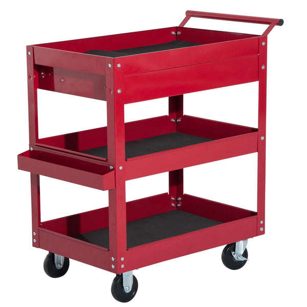 Desserte d'atelier à roulettes en tôle rouge 68x46x82 cm acquista