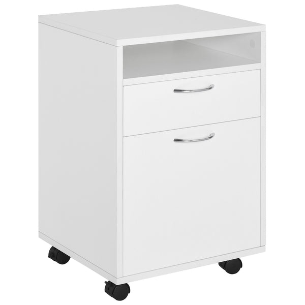 Classeur de Bureau en Bois avec 2 Tiroirs et Roulettes Blanc 40x35x60 cm acquista