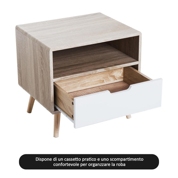 Table de Chevet Design Nordique en Bois 50x40x47 cm prezzo