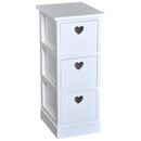 Set di 2 Comodino con 3 Cassetti in Legno MDF Bianco 25.5x30x62 cm 