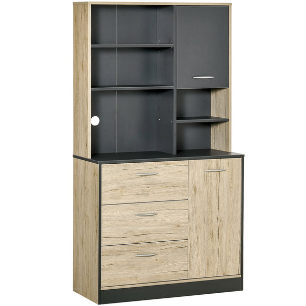 prezzo Buffet Meuble de Cuisine 4 Etagères en Chêne et Bois Noir 90x39x169 cm