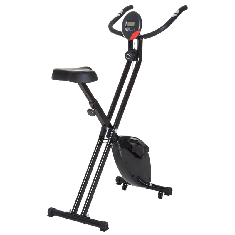 Cyclette Pieghevole con Display e 8 Livelli di Resistenza Nero 