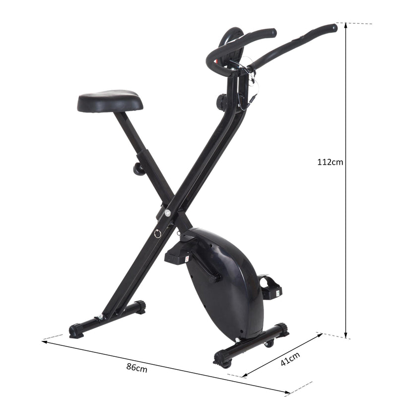 Cyclette Pieghevole con Display e 8 Livelli di Resistenza Nero 