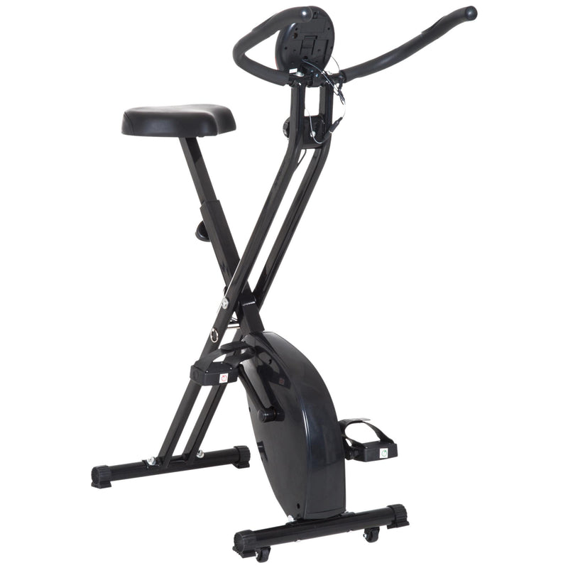 Cyclette Pieghevole con Display e 8 Livelli di Resistenza Nero 
