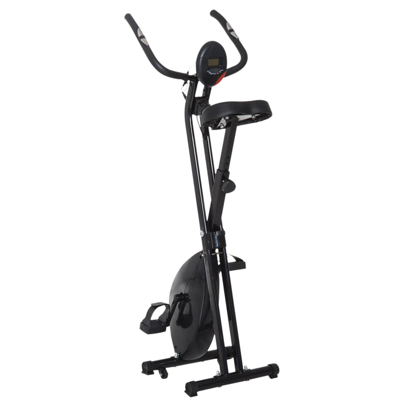 Cyclette Pieghevole con Display e 8 Livelli di Resistenza Nero 
