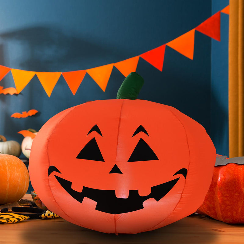 Zucca Gonfiabile per Halloween con Luci LED Arancione 120 cm 