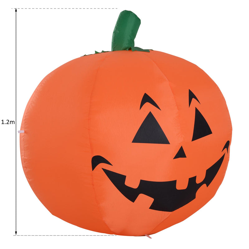 Zucca Gonfiabile per Halloween con Luci LED Arancione 120 cm 