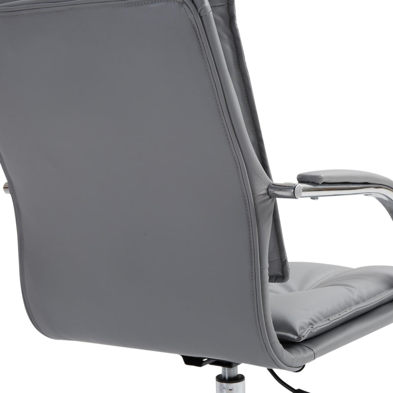 Sedia da Ufficio Direzionale Imbottita Altezza Regolabile in Similpelle Grigia 