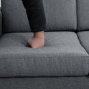 Divano 3 Posti con Cuscini in Tessuto di Lino Grigio scuro 200x82x78 cm 